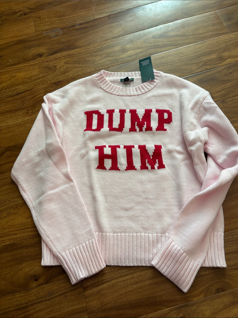 Wild Fable pink Sweater with Red "DUMP HIM" Graphic
